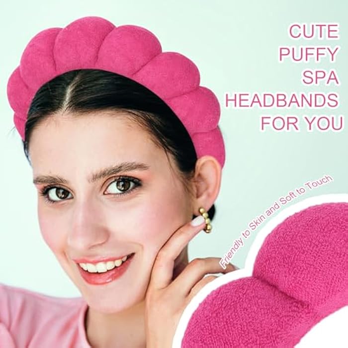 ACO-UINT 3 Pack Spa Headbands for Washing Face, Skincare Headbands Makeup Headband Sponge Face Wash Headbands, Terry Cloth Headbands Puffy Hair Band for Washing Face - Image 5